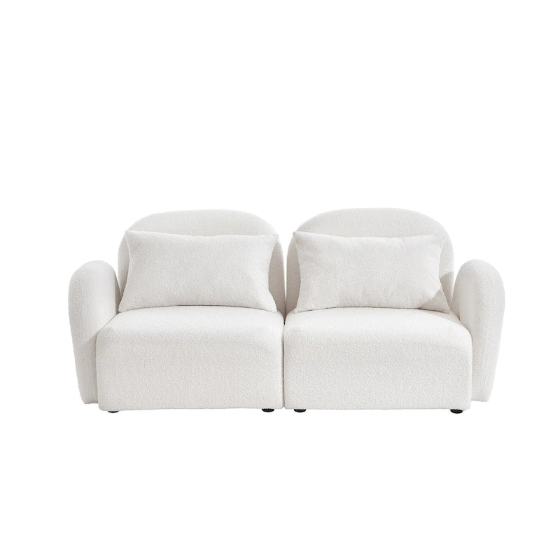 Meuble de salon Canapé paresseux Causeuse Tissu Teddy Blanc