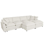 Grand canapé d'angle moderne en U, 2 grandes méridiennes avec poufs amovibles pour salon