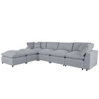 Grand canapé d'angle moderne en U, 2 grandes méridiennes avec poufs amovibles pour salon