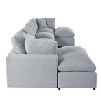 Grand canapé d'angle moderne en U, 2 grandes méridiennes avec poufs amovibles pour salon