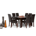 WYNDENHALL Normandy Transitional 9 Pc Dining Set with 8 Upholstered Parson Chairs and 54 Wide Table