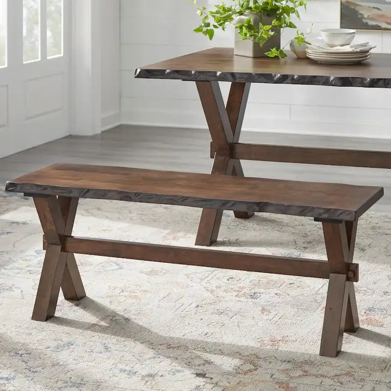 Ensemble de salle à manger 6 pièces en bois massif avec banc