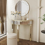 Console demi-lune miroir argenté Table de canapé – 35,4x31,6 pouces
