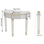Console demi-lune miroir argenté Table de canapé – 35,4x31,6 pouces