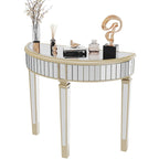 Console demi-lune miroir argenté Table de canapé – 35,4x31,6 pouces