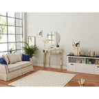Console demi-lune miroir argenté Table de canapé – 35,4x31,6 pouces