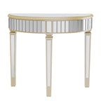 Console demi-lune miroir argenté Table de canapé – 35,4x31,6 pouces