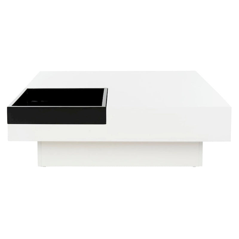 Table basse blanc/noir - 35,4x35,4x11,8