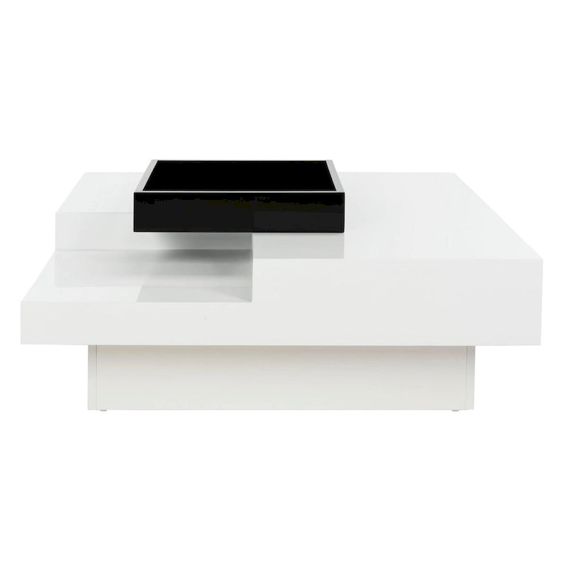 Table basse blanc/noir - 35,4x35,4x11,8