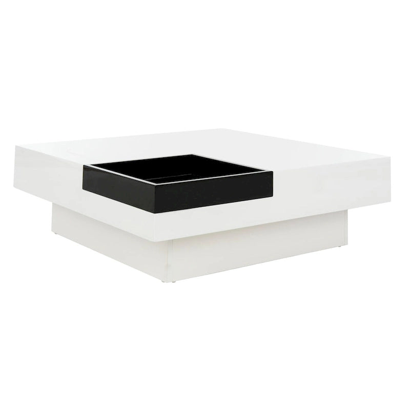 Table basse blanc/noir - 35,4x35,4x11,8