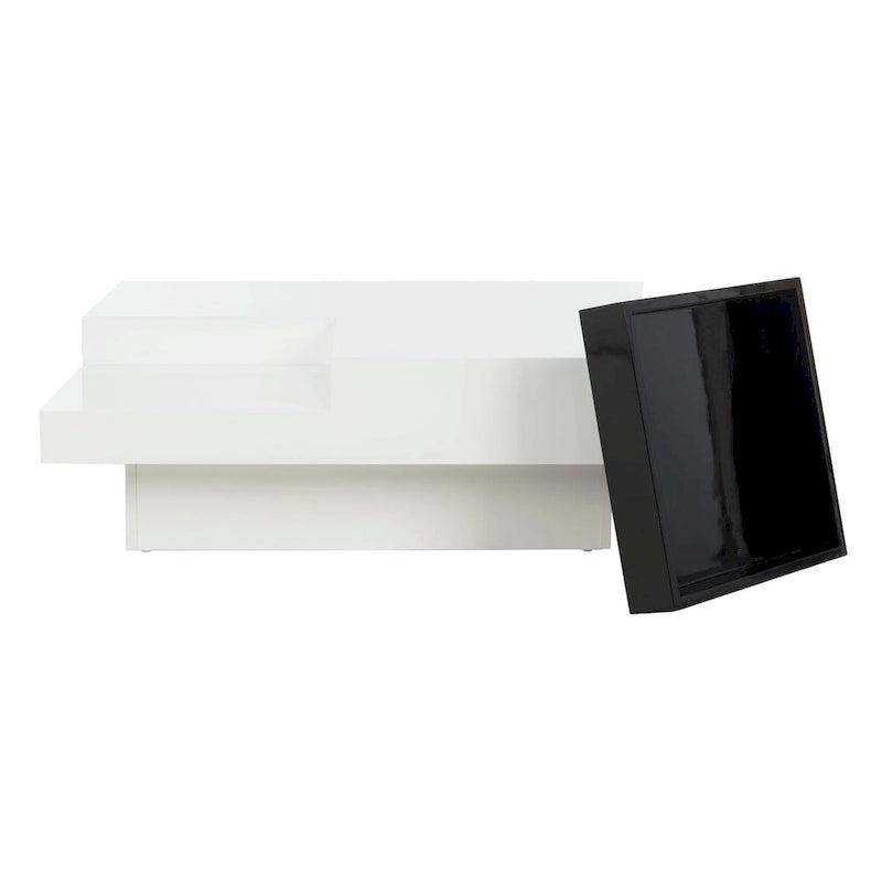 Table basse blanc/noir - 35,4x35,4x11,8