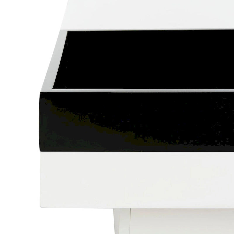 Table basse blanc/noir - 35,4x35,4x11,8