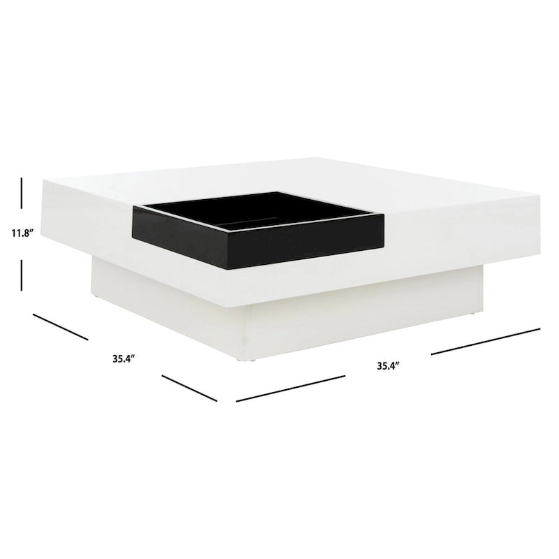 Table basse blanc/noir - 35,4x35,4x11,8