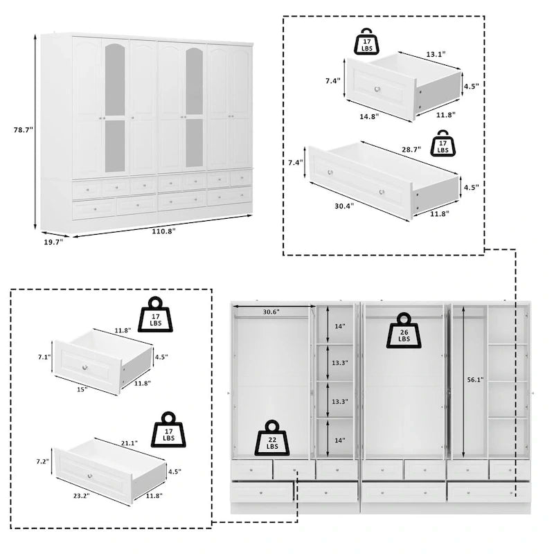 78.7H Armoire Double L'Élégance et l'Utilité Se Rencontrent