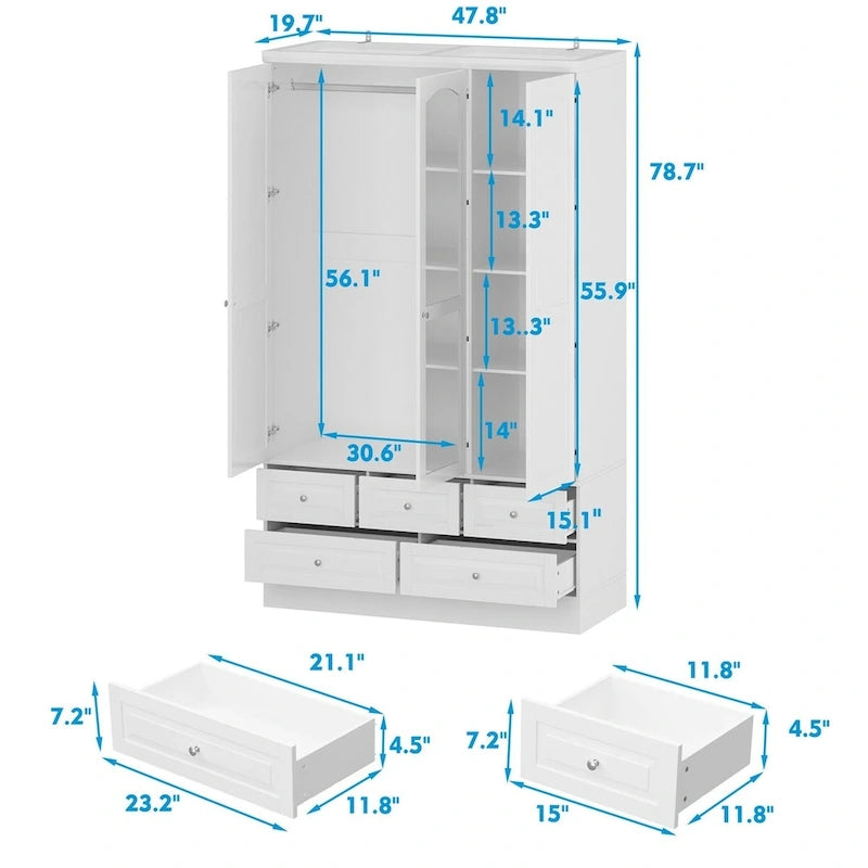 78.7H Armoire Double L'Élégance et l'Utilité Se Rencontrent