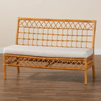 Banc de salle à manger en rotin miel, style bohème moderne