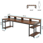 Bureau double de 199,9 cm de long, bureau d'ordinateur double pour le bureau à domicile