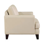 Fauteuil d'appoint 38 pouces, cuir pleine fleur et refente crème, bois massif