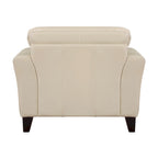 Fauteuil d'appoint 38 pouces, cuir pleine fleur et refente crème, bois massif