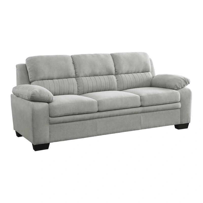 Canapé de 80 pouces, polyester gris, rembourrage en mousse souple, structure en bois massif