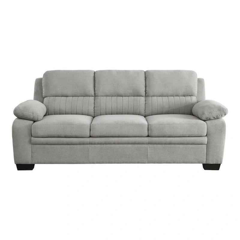 Canapé de 80 pouces, polyester gris, rembourrage en mousse souple, structure en bois massif