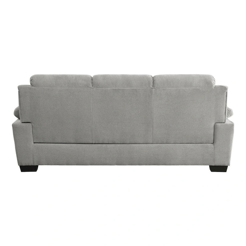 Canapé de 80 pouces, polyester gris, rembourrage en mousse souple, structure en bois massif