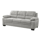 Canapé de 80 pouces, polyester gris, rembourrage en mousse souple, structure en bois massif