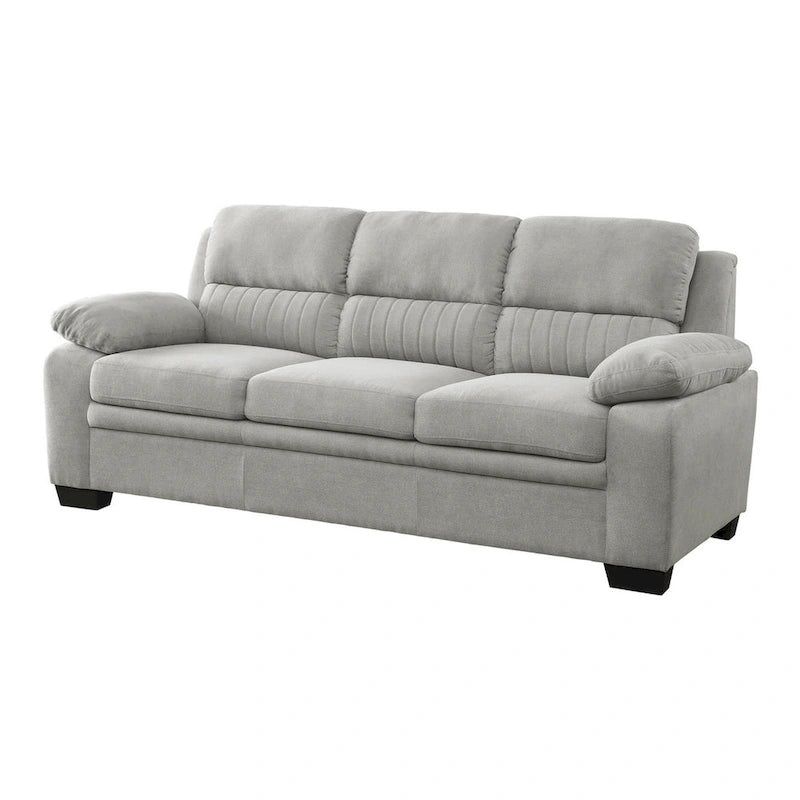 Canapé de 80 pouces, polyester gris, rembourrage en mousse souple, structure en bois massif