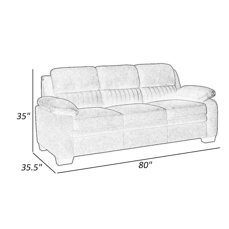 Canapé de 80 pouces, polyester gris, rembourrage en mousse souple, structure en bois massif