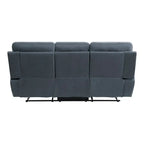 Canapé inclinable manuel de 85 pouces, microfibre bleue, bois massif, métal